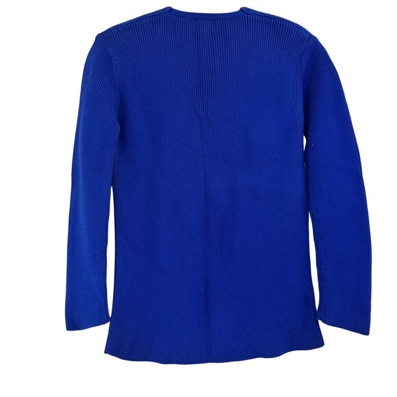VTG 80s Neiman Marcus 100% Cotton Cobalt Blue Knit Sweater Women’s Hong Kong S - Picture 4 of 7
